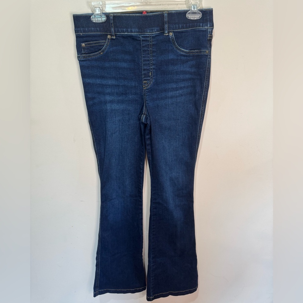 Spanx Womens Flare Denim Jeans‎ Blue Stretchy Comfortable Size M